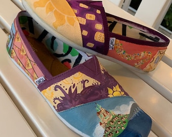 Tangled Theme Hand Painted TOMS Shoes