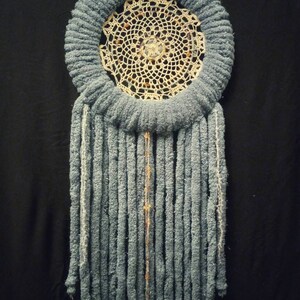 Blue Chunky Yarn Wall Hanging- Boho Dreamcatcher