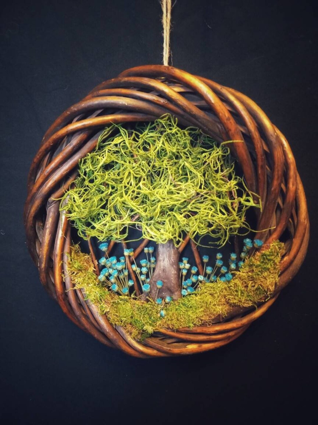 Tree Wall Hanging_ Wreath_ Moss_ Nature Scene_ Etsy