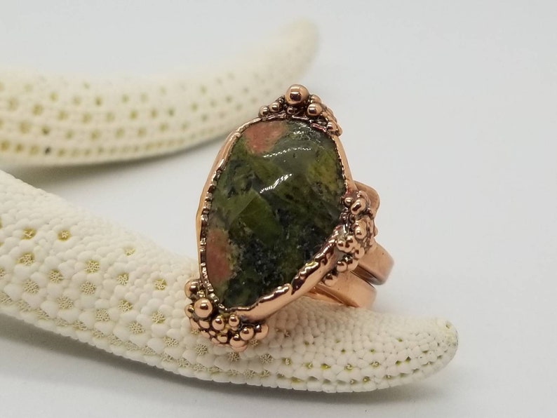 Unakite Copper Electroformed Ring size 6 34