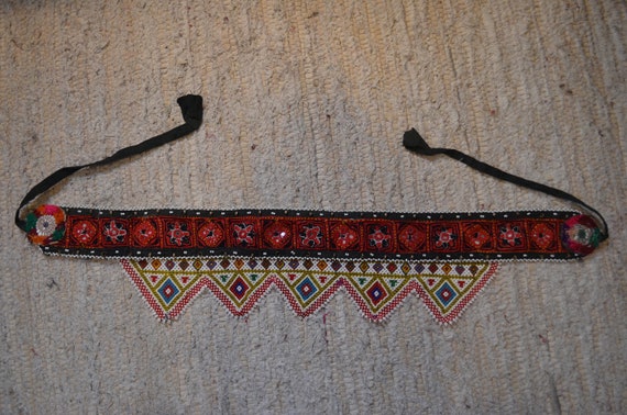 Vintage Hand Beaded Afghan Unique Belt.