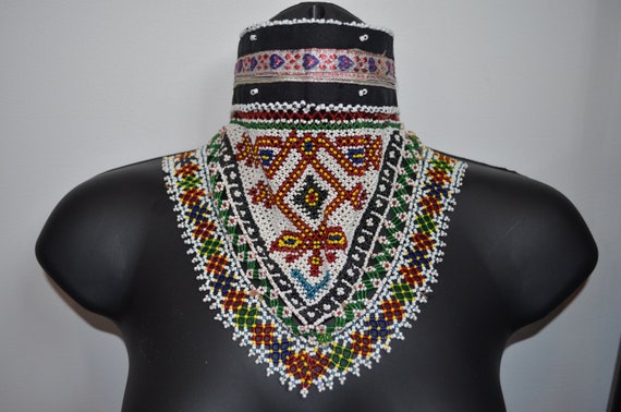 Vintage Hand Beaded Afghan Choker Statement Neckla