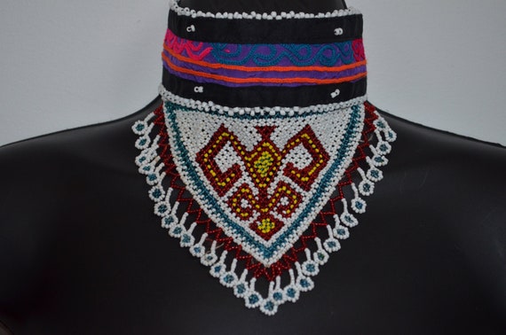 Vintage Hand Beaded Afghan Choker Statement Neckla