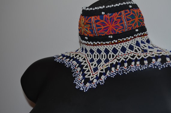 Vintage Hand Beaded Afghan Choker Statement Neckla