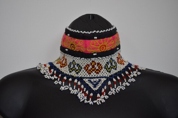 Vintage Hand Beaded Afghan Choker Statement Neckla