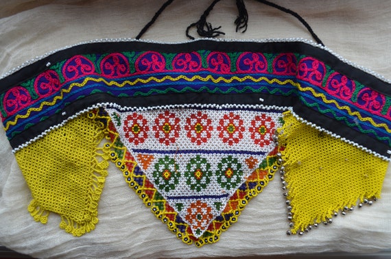 Vintage Hand Beaded Afghan Unique Belt!