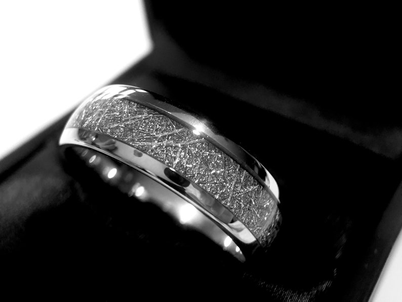 Tungsten Ring, Meteorite Ring, Men's Tungsten Ring, Women Tungsten Ring, Meteorite Inlay Ring, Wedding Bands, Tungsten Carbide Rings, Bands image 3