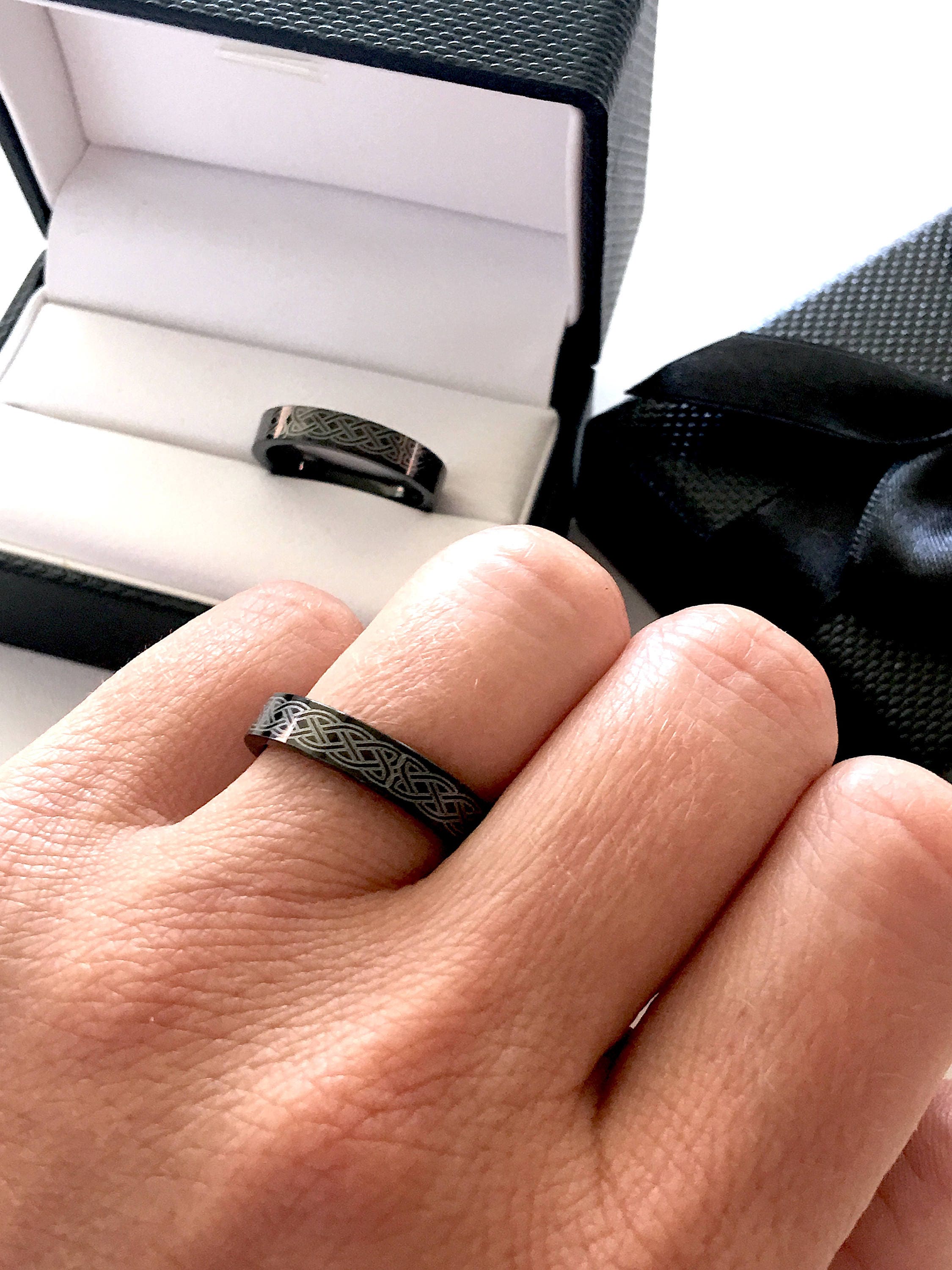 Mens Tungsten Ring Celtic Tungsten Ring Celtic Knot Ring Etsy