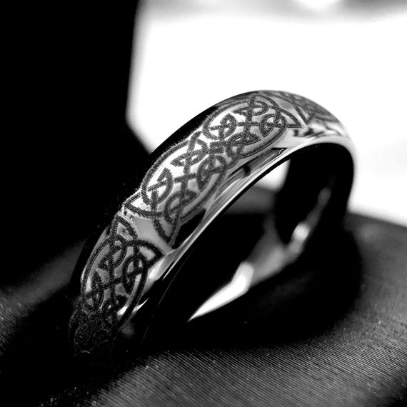 Men's Celtic Knot Tungsten Carbide Wedding Band – 8mm Brushed Finish, Polished Step Edge, Sizes 6-14 - View #8