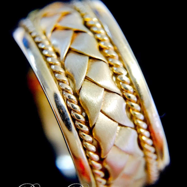 14k Gold Claddagh Ring, Men's Women Scottish Ring Unique Celtic Wedding Bands Celtic Bands, Authentic Celtic Ring, Amazing Irish Ring Band