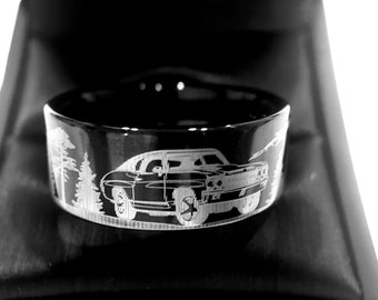 Irrigatie Vaag breng de actie Mens Wedding Band Black Mustang Car Engraved Ring Mens Ring - Etsy