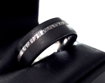 Sandblasted Black Mens Antler Ring, Antler Wedding Band, Mens Tungsten Ring, Antler Ring, Mens Engagement Ring, Mens Anniversary Ring, Bands