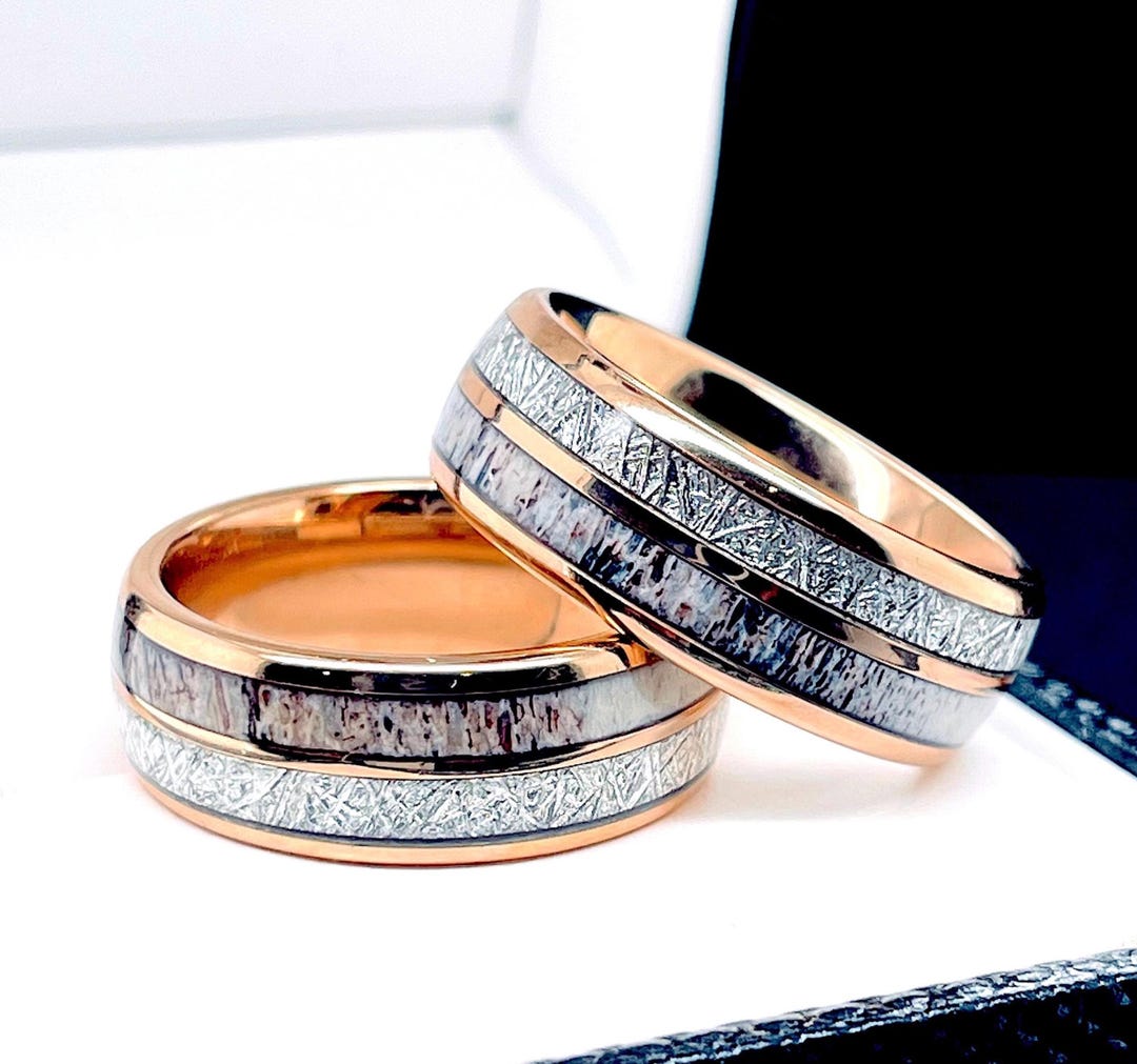 Couples Wedding Rings | His and Hers Tungsten Bands | Rose Gold
