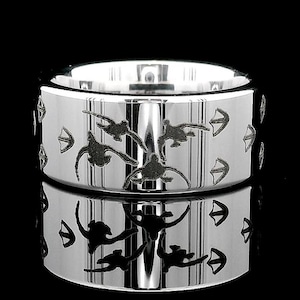 Flying Duck Engraved Silver Tungsten Ring | Footprint Nature Wedding Band | Unisex Hunting Ring | Outdoor Gift | Duck Ring for Him or Her