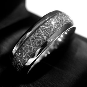 Tungsten Ring, Meteorite Ring, Men's Tungsten Ring, Women Tungsten Ring, Meteorite Inlay Ring, Wedding Bands, Tungsten Carbide Rings, Bands