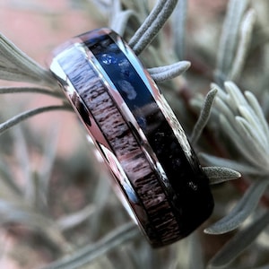Wedding Bands | Antler Ring | Lapis Ring | Men’s & Women’s Wedding Bands | Blue Lapis Tungsten Ring | Antler Wedding Ring | His and Hers
