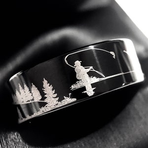 Duck Ring | Fisherman Ring | Black Tungsten Carbide Wedding Band | Nature-Inspired Duck Band | Men’s Tungsten Ring | Hunter Gift
