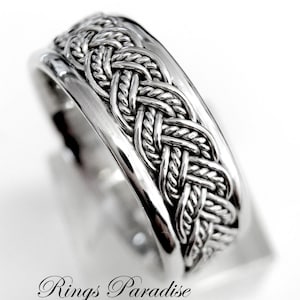 14K Gold Celtic Knot Wedding Band: Irish Viking Mens Engagement Ring