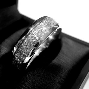 Tungsten Ring, Meteorite Ring, Men's Tungsten Ring, Women Tungsten Ring, Meteorite Inlay Ring, Wedding Bands, Tungsten Carbide Rings, Bands image 5