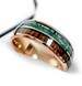 Men's Tungsten Wedding Bands, Wood & Antler with Green Crystals inlay Rose Gold Tungsten Ring, Mens Engagement Ring, Wedding Bands for Woman 