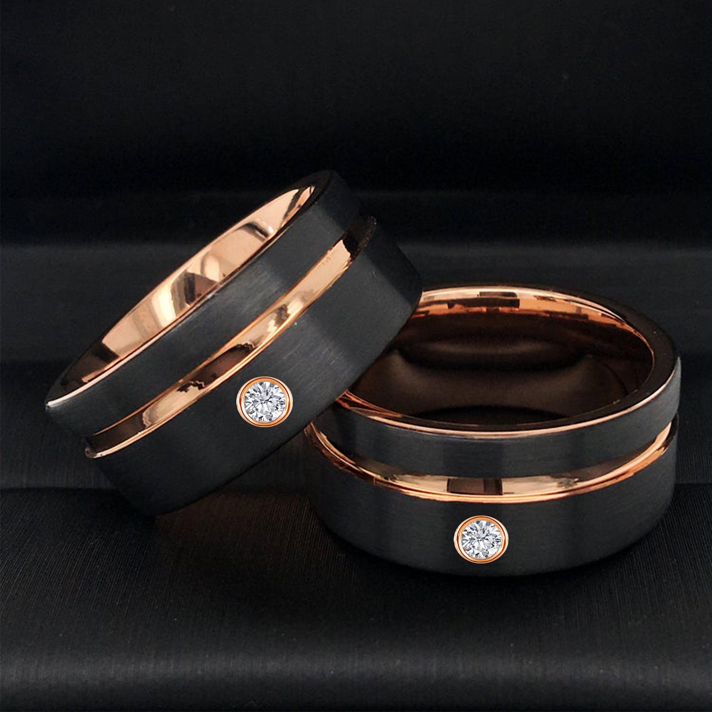 Black gold wedding rings his and hers outlet