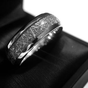 Tungsten Ring, Meteorite Ring, Men's Tungsten Ring, Women Tungsten Ring, Meteorite Inlay Ring, Wedding Bands, Tungsten Carbide Rings, Bands image 7