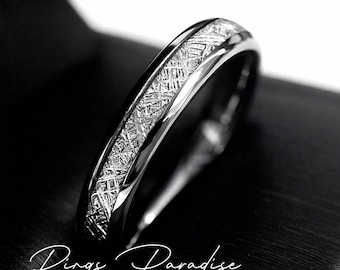 Meteorite Tungsten Ring | Wedding Band for Men & Women | Promise Ring -4mm, 6mm, 7mm, 8mm