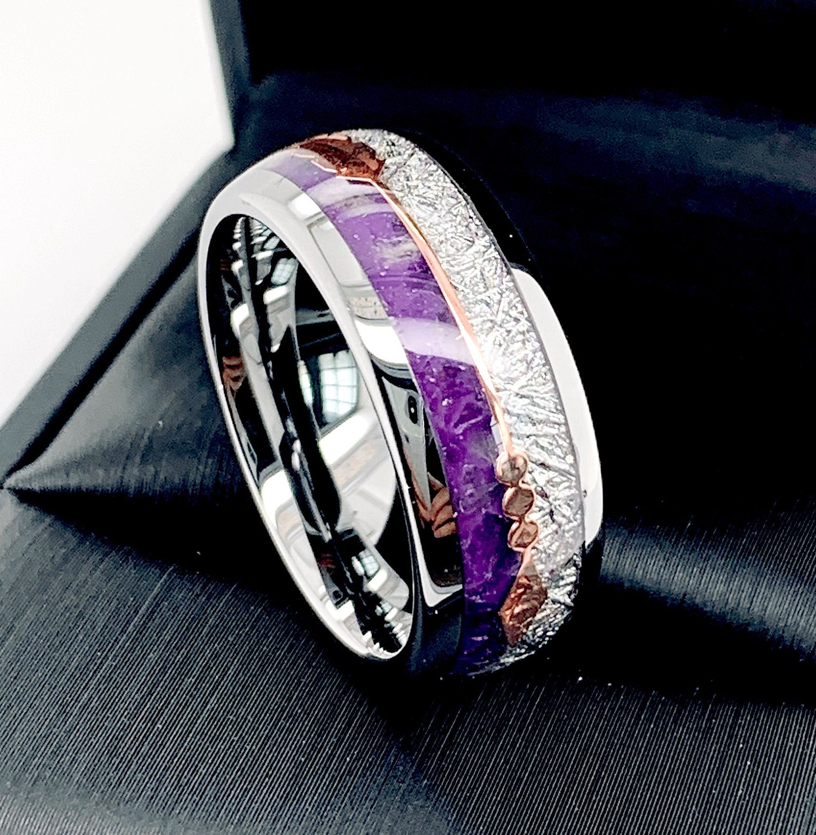 Mens Wedding Bands Purple Ring Matching Rings Set His and Etsy