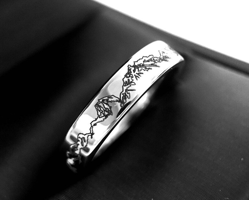 Bands Mountain Engraved Ring His Promise Rings Tungsten Wedding Band Engagement Ring Mens Wedding Band Tungsten Carbide Tungsten Ring