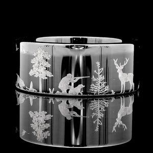 Men’s  Animal Hunting Scene Engraved Black Tungsten  Ring | Mens Wedding Band | Nature-Inspired | Durable | Animal Ring | Hypoallergenic