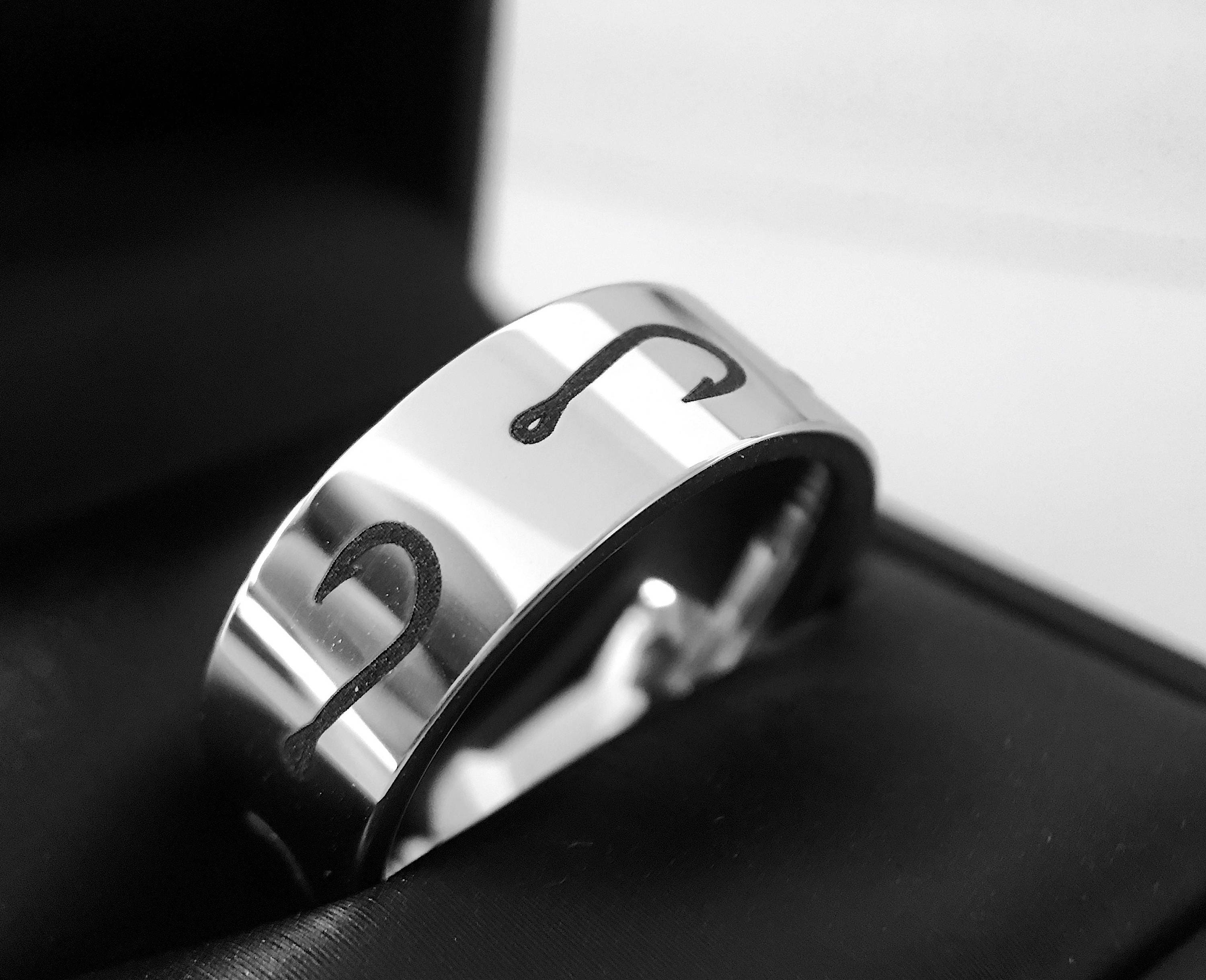 Hook Ring Tungsten Wedding Band Men Promise Rings Fishing Etsy