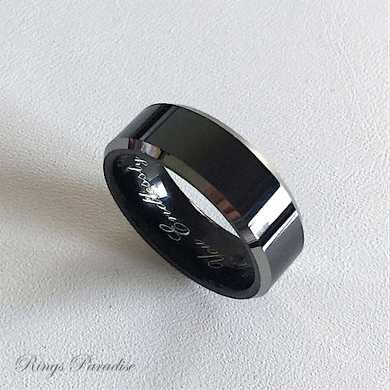 Wedding Band Sets Black Tungsten Engagement Rings Tungsten Etsy