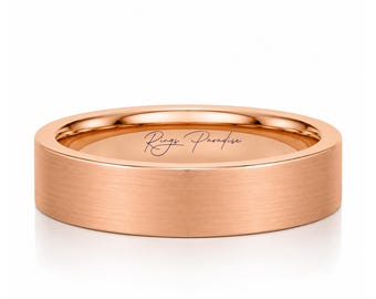 Rose Gold Tungsten Ring, Brushed Flat Wedding Band, 4mm 6mm 8mm