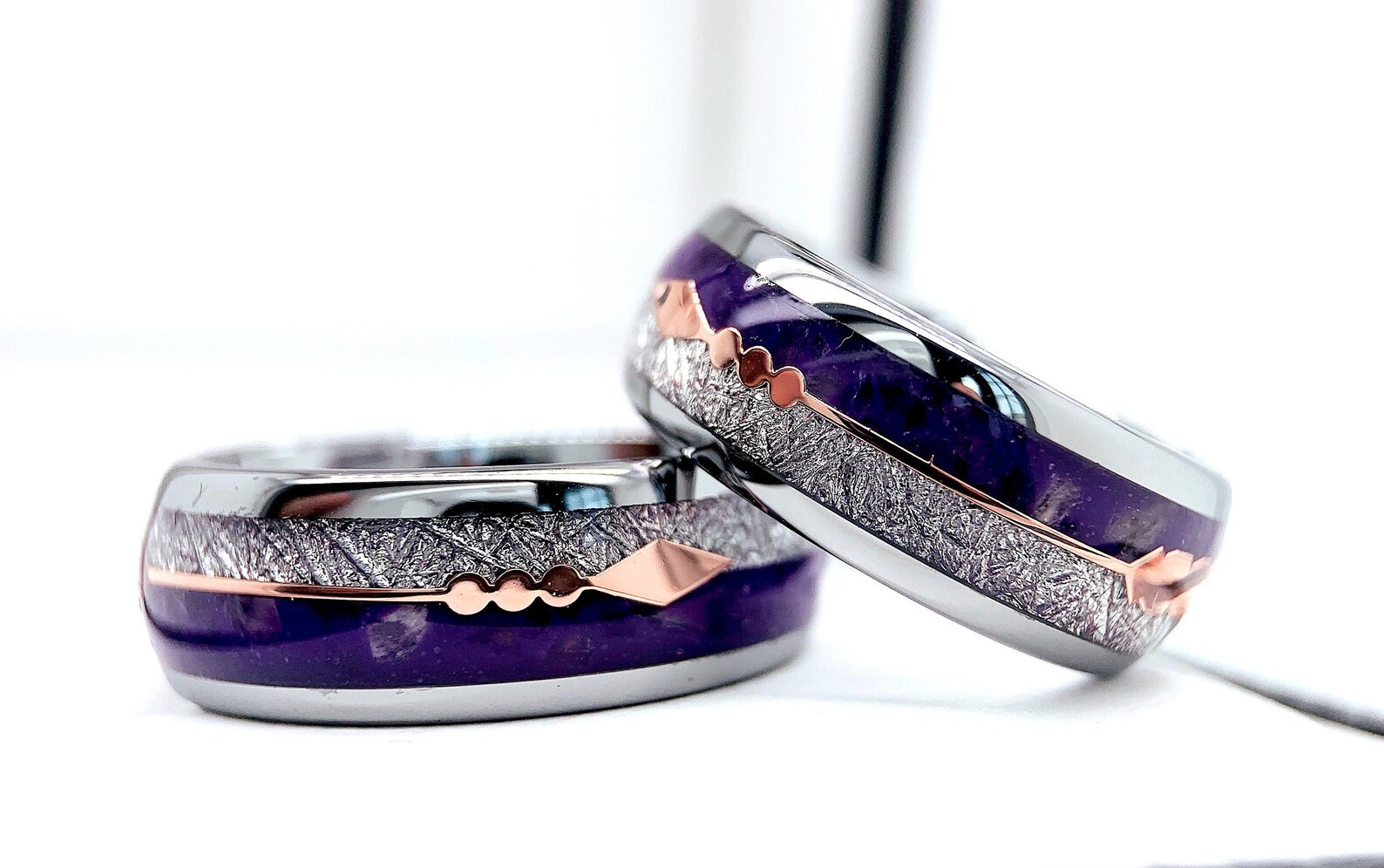 Mens Wedding Bands Purple Ring Matching Rings Set His and Etsy