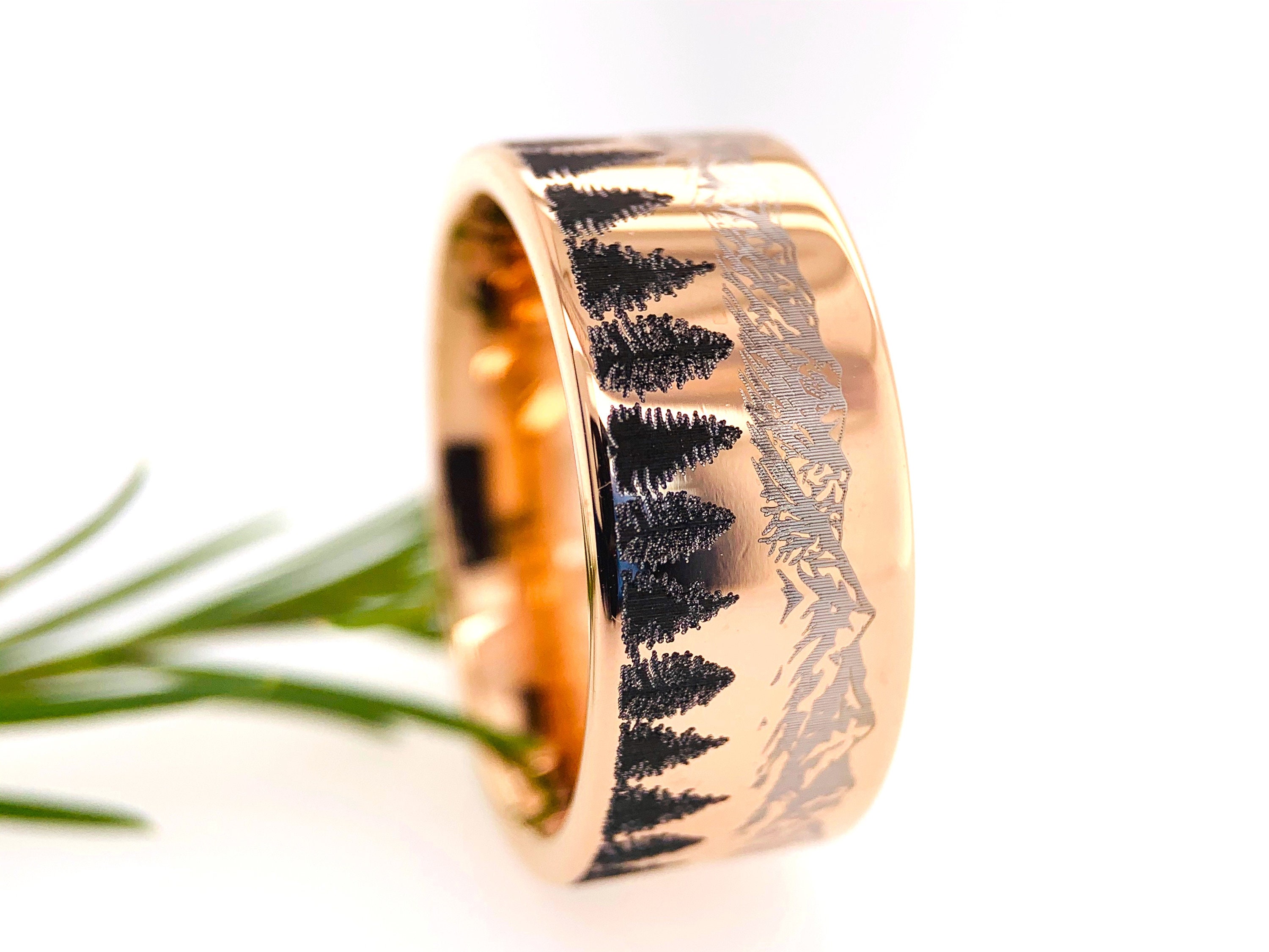 Anello Matrimonio In Carburo Di Tungsteno Con Inserto Legno Mimetica, TIONEER, Incisione Gratis