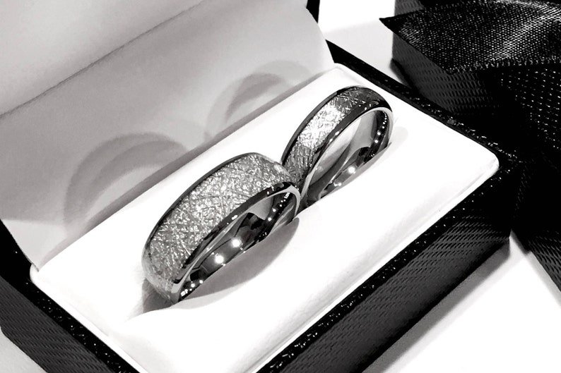 Meteorite Rings Wedding Bands His And Her Matching Rings Etsy