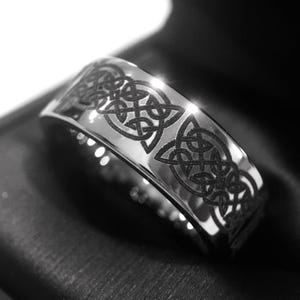 Celtic Tungsten Wedding Band | Men’s & Women’s Ring | Silver High Polish Celtic Knot Ring | Promise Band | 6mm–12mm | His and Hers Ring