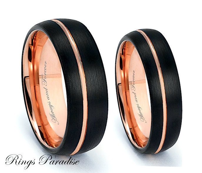 Matching Wedding Bands Couples Wedding Rings Rings Tungsten Etsy