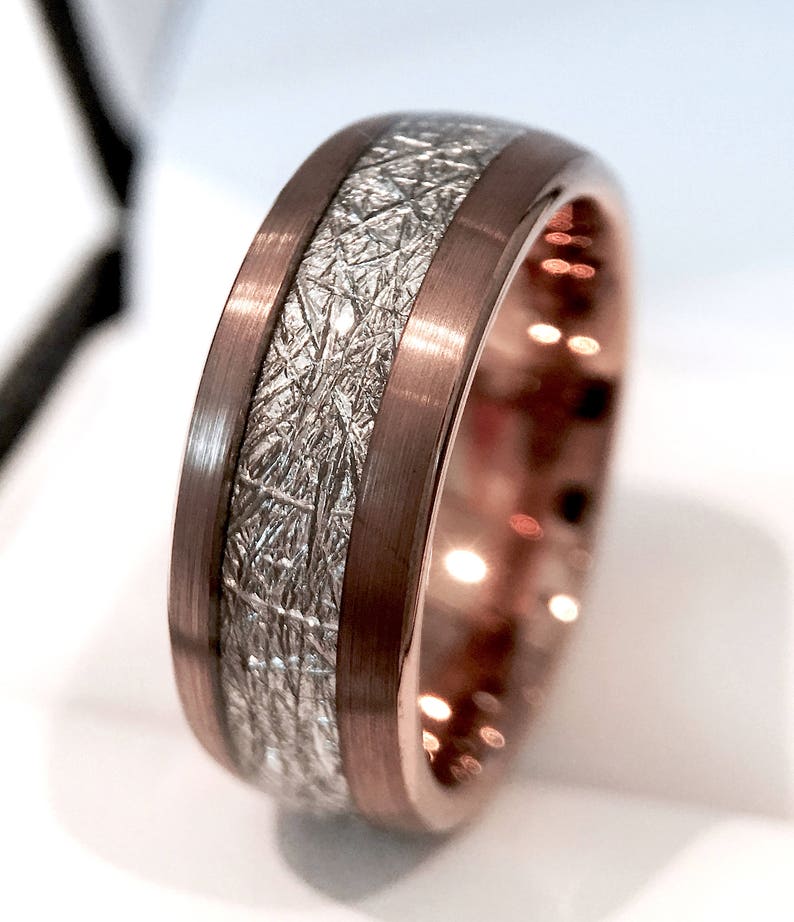 Meteorite Ring His and Hers Rose Gold Wedding Band