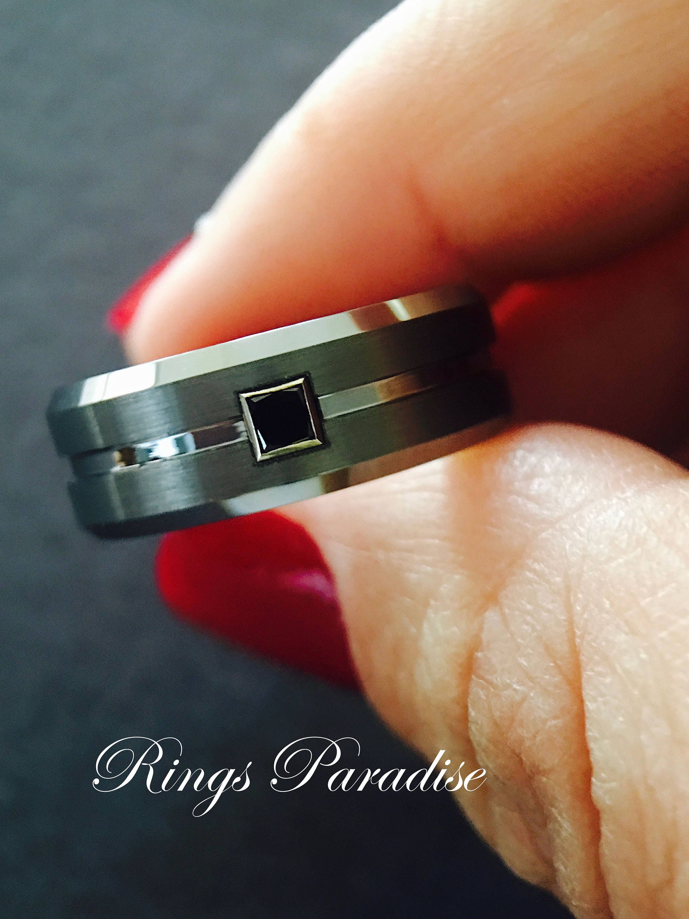 Mens Tungsten Wedding Bands Mens Tungsten Ring with Black Etsy