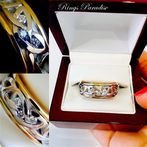 Celtic Knot Ring with Three Diamonds, Wedding Bands, Custom made Rings, Scottish Ring, Unique, 14k Gold, Celtic, Engagement Ring, Irish Ring