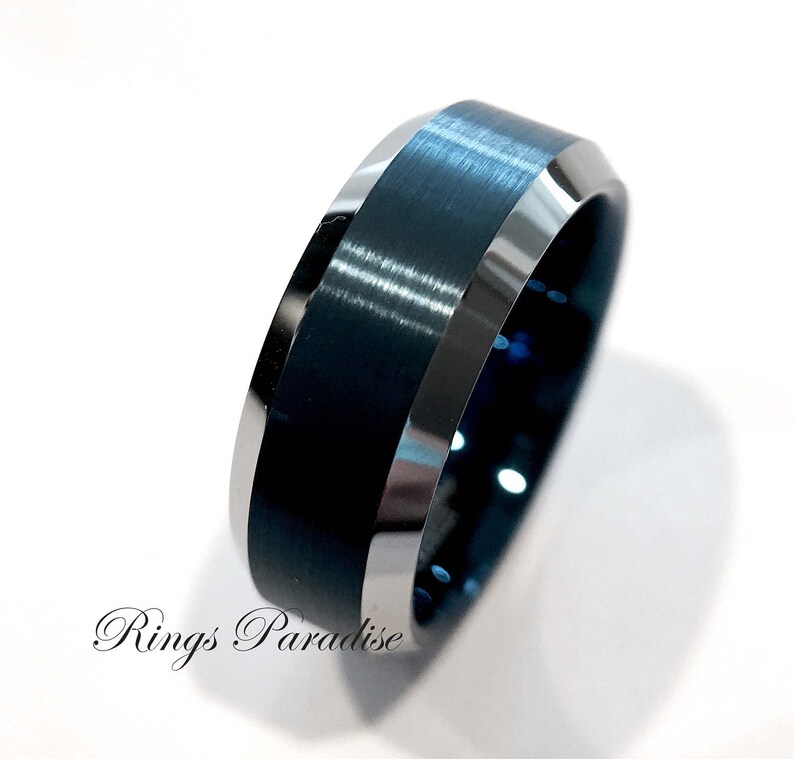 Blue Wedding Bands Mens Blue Rings Mens Engagement Rings Etsy