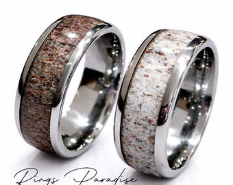 Antler Ring | Mens and Women Tungsten Wedding Band 8mm