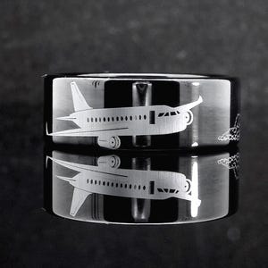 airbus graviert schwarz Wolfram Ring: Luftfahrt Hochzeitsring, 8 mm, 10 mm, 12 mm