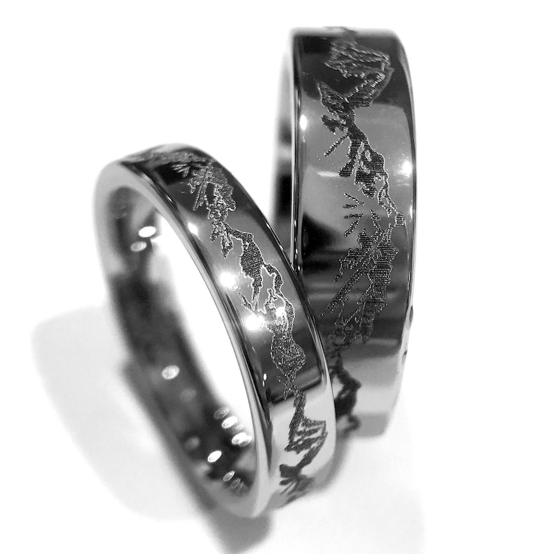 Bands Mountain Engraved Ring His Promise Rings Tungsten Wedding Band Engagement Ring Mens Wedding Band Tungsten Carbide Tungsten Ring
