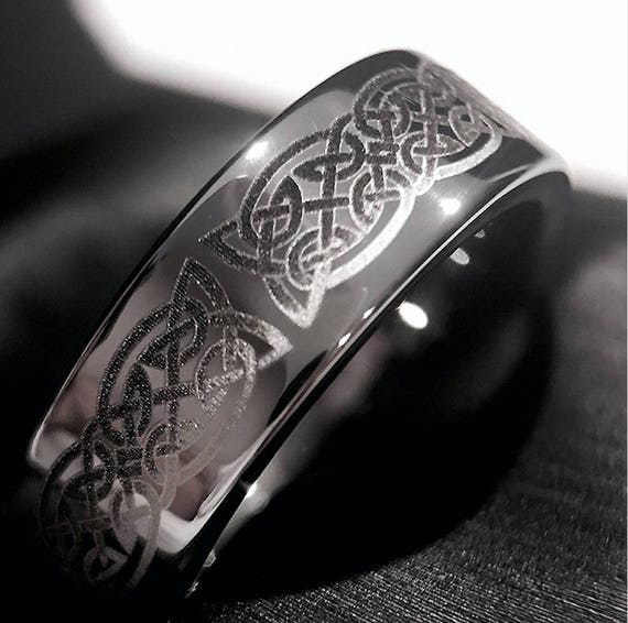 Tungsten Wedding Bands Celtic Design Tungsten Ring His and Her