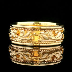 14k Yellow Gold Celtic Knot Wedding Band - Irish Pagan Ring- 8mm