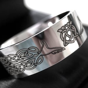 Celtic Claddagh Ring: Tungsten Wedding Band with Love Knot (8mm,10mm,12mm)