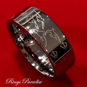 Silver Tungsten Carbide Ring featuring Flying Duck and Duck foot Prints pattern Engraving Mens Wedding Bands, Male Engagement Ring