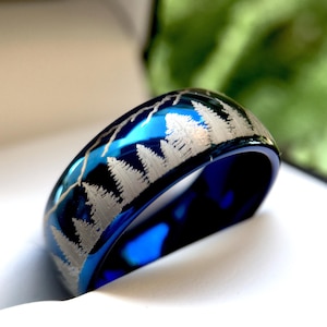 Pine Trees & Mountain Forest Engraved Tungsten Ring - 8mm